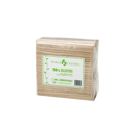 World Centric 13"x13" 2 Ply 100% Post Consumer Recycled Paper Lunch Napkin, PK4500 NP-SC-LN